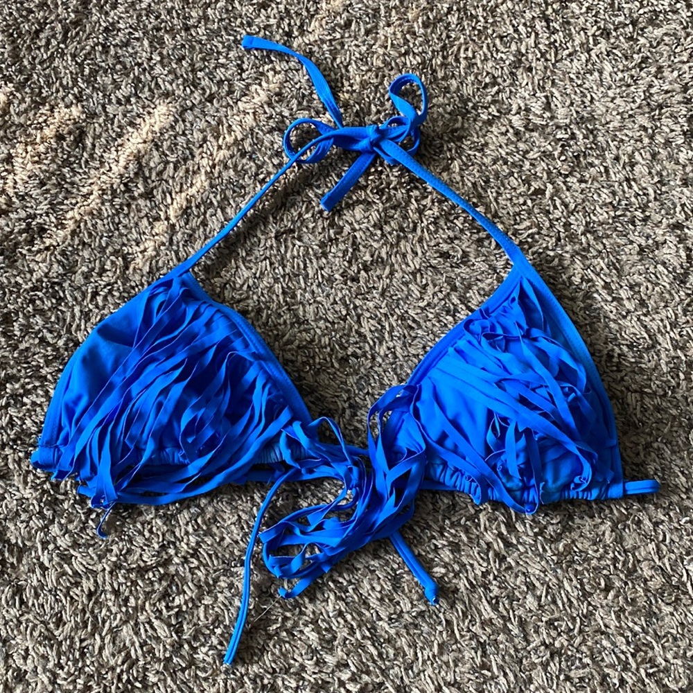 blue fringe bikini top